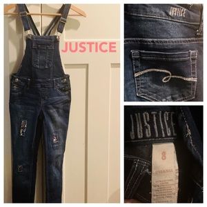 Girls Sz 8 JUSTICE overalls with flip sequins